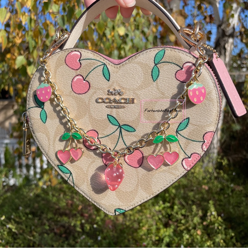 Baby Pink Peach Cherry Strawberry Bag Purse Charm Chain Strap FortunateBagFinds